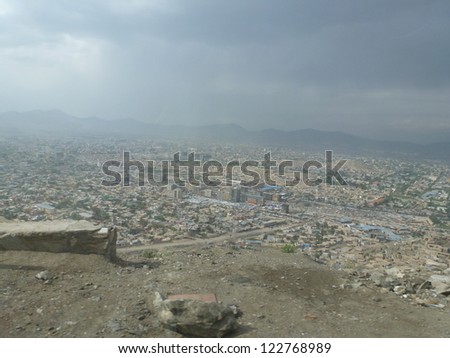 Sprawl of Kabul, Afghanistan as seen from the top of TV Hill in the middle of the city