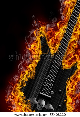 Guitar In Flames Stock Photo 55408330 : Shutterstock