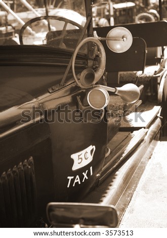 Old Antique Taxi Cab Sepia