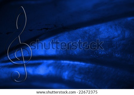 Royal Blue Grunge Music Background with Treble Clef