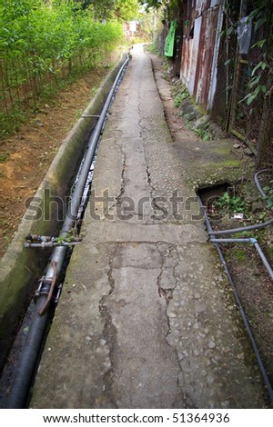 Path in an old village in Hong Kong