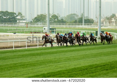 HONG KONG - DEC 12: Cathay Pacific Hong Kong International Races held in Shatin, Hong Kong on 12 December, 2010. It is one of the most important race for jockeys and owners from all across the globe.