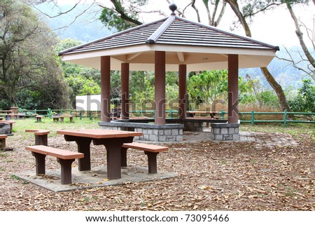 Chair and pavillion in country park of Hong Kong