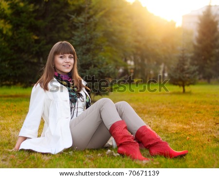casual beauty woman relax in evening park