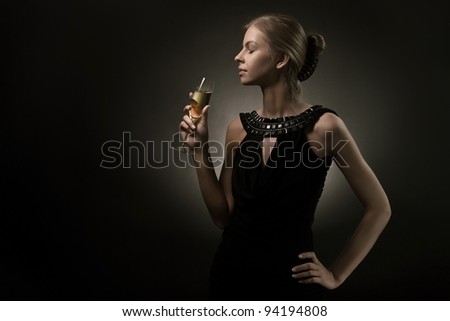 Woman with wine glass in hand