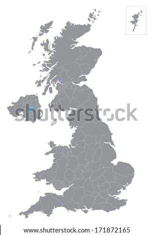 UK map vector illustration with all subdivisions on separate layers