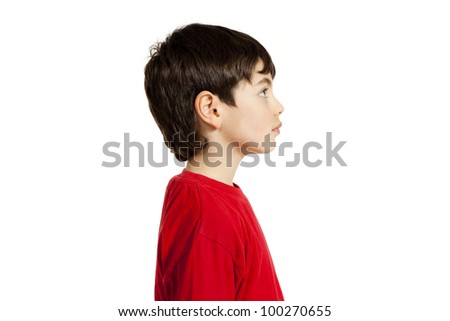 Similar – Image, Stock Photo profile of a boy  walking in the garden and looking forward
