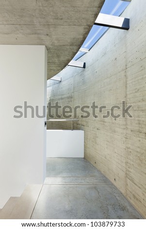 beautiful modern house in cement, interior, passage