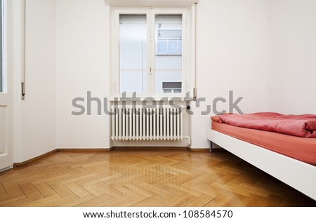 interior, white bedroom with window