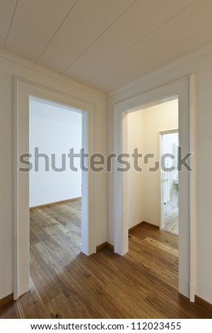 interior empty house with wooden floor,passage
