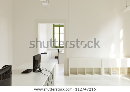 interior, office with furniture white