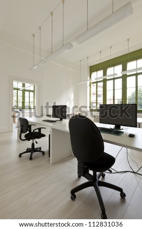interior, office with furniture, computers