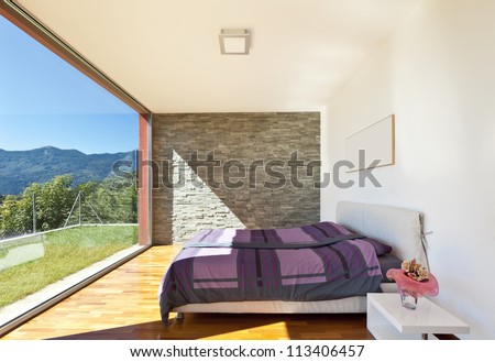 beautiful house, modern style, bedroom view
