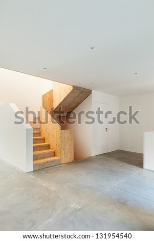 Interior of stylish modern house, staircase view