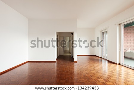 interior house empty, white walls parquet floor