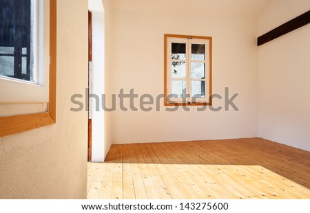 interior rustic house, room with windows