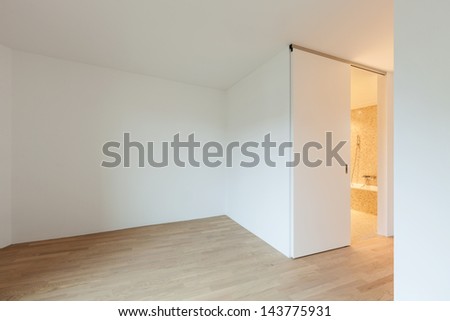 interior new house, empty room with sliding door in the bathroom