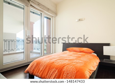 interior luxury apartment, bedroom with single bed