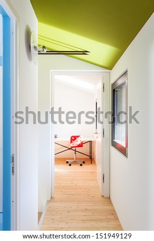 Beautiful modern house; room view from the corridor