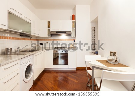 Interior, beautiful apartment, room, kitchen view