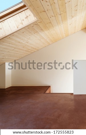 comfortable empty loft, interior, room view