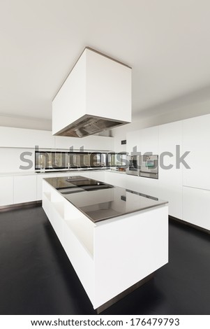 Architecture, beautiful interior of a modern villa, domestic kitchen