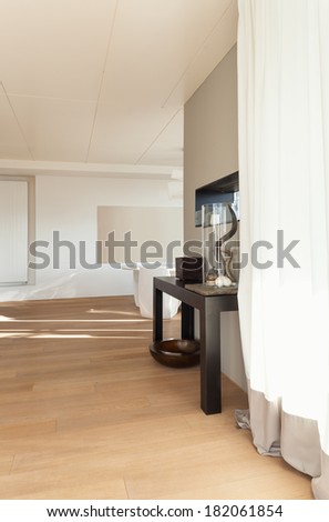 beautiful interiors of a modern house, view from the corridor