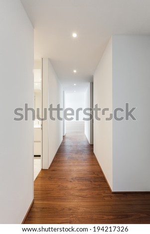 Modern house, view from the corridor