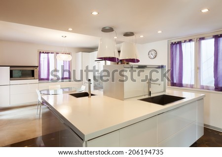 interior house, nice domestic kitchen, counter top view