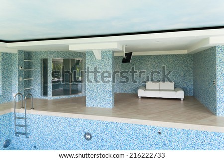 villa, indoor, empty swimming pool