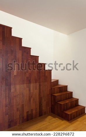 Interior, empty house, hardwood staircase