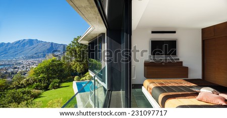 Modern house, view from bedroom