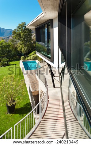 Architecture; modern villa; view from the terrace