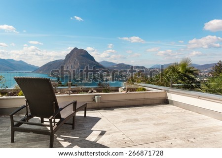 Architecture, penthouse, panoramic terrace with lake view