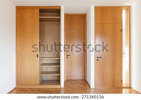 Architecture, Interiors of empty apartment, room with wardrobe