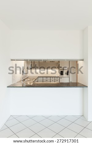 Architecture, Interiors of empty apartment, kitchen view
