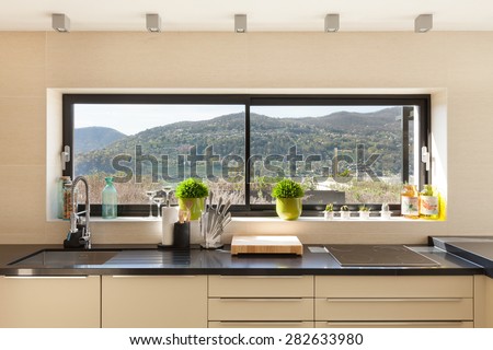 architecture, modern house, beautiful interiors, detail kitchen