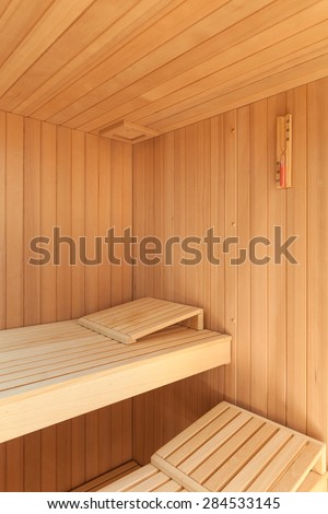 Interior, wooden sauna of a modern house