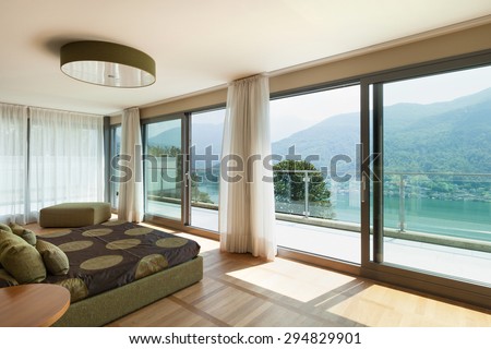 Interior of modern apartment furnished, comfortable bedroom
