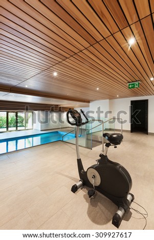 luxury apartment with indoor pool, exercise bicycle
