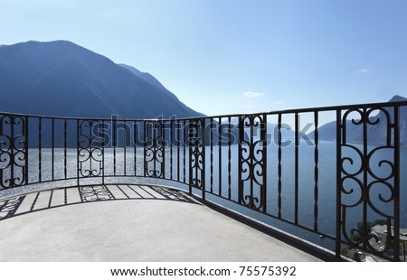 lovely view from balcony, landscape lake and mountains