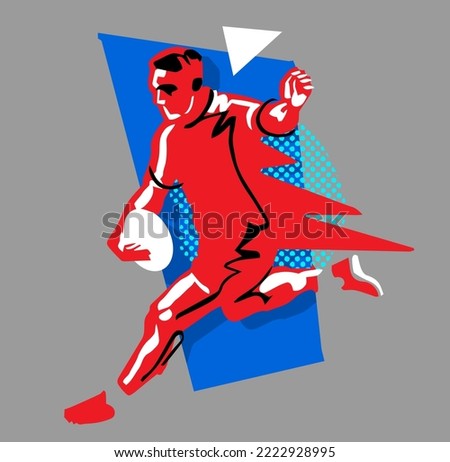 vector illustration rugby player in action