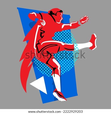 vector illustration rugby player in action