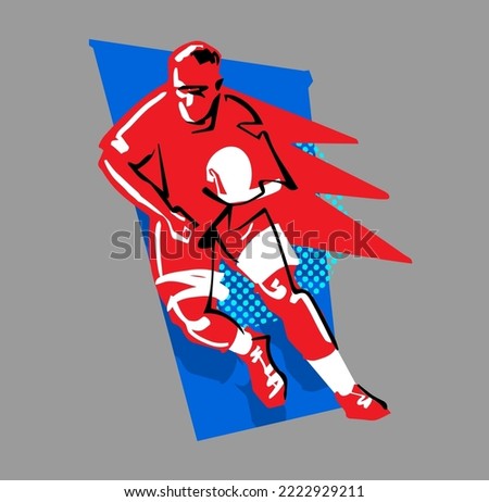 vector illustration rugby player in action