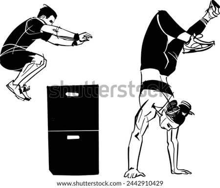 vector illustration the athletes doing workout