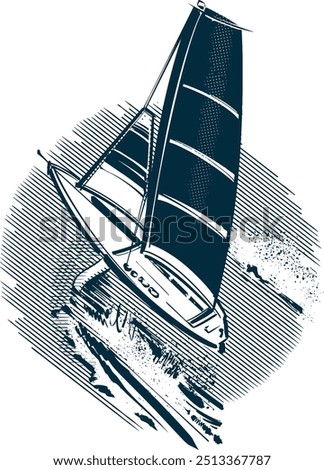 vector sketch of the racing boat catamaran