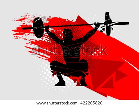 crossfit vector silhouette of weightlifter with a barbell