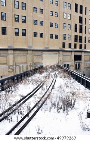 Old train line that was transformed into a park, High Line Park, New-York City, USA.