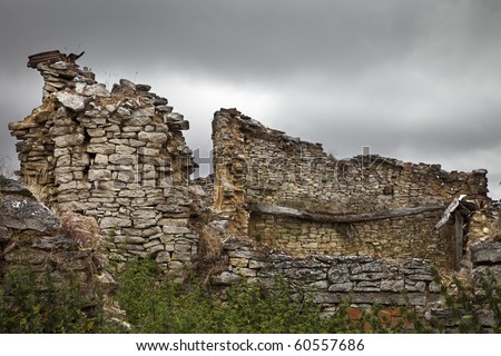 Ruins of an abandoned village in northern Spain