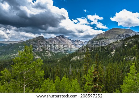 The mountains from the left Longs Peak, Storm Peak, Thattop Mountain- Rockies Colorado